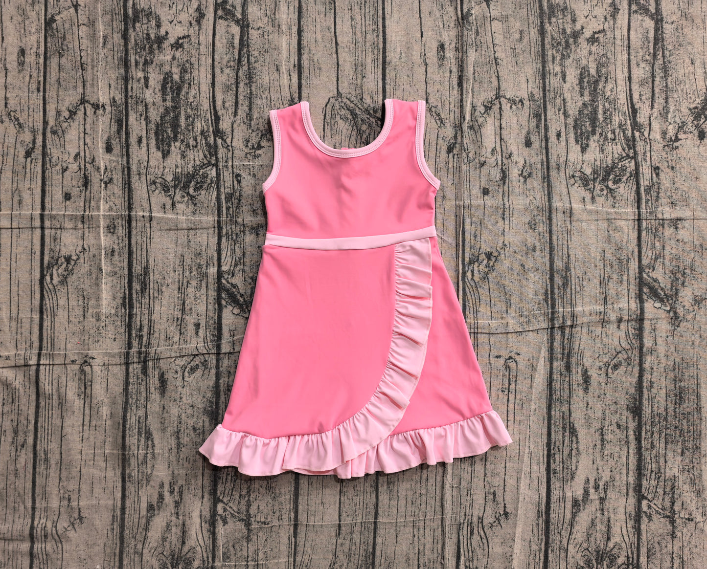 Preorder Baby Girls Kids Sleeveless Shorts Scallop Dress Yoga Active Pink Clothes