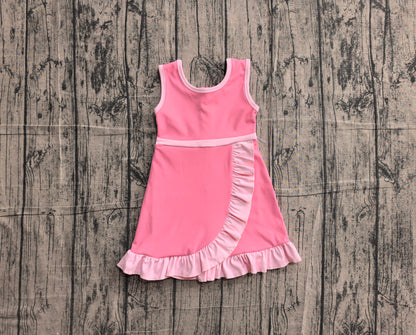 Preorder Baby Girls Kids Sleeveless Shorts Scallop Dress Yoga Active Pink Clothes