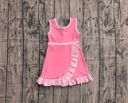 Preorder Baby Girls Kids Sleeveless Shorts Scallop Dress Yoga Active Pink Clothes