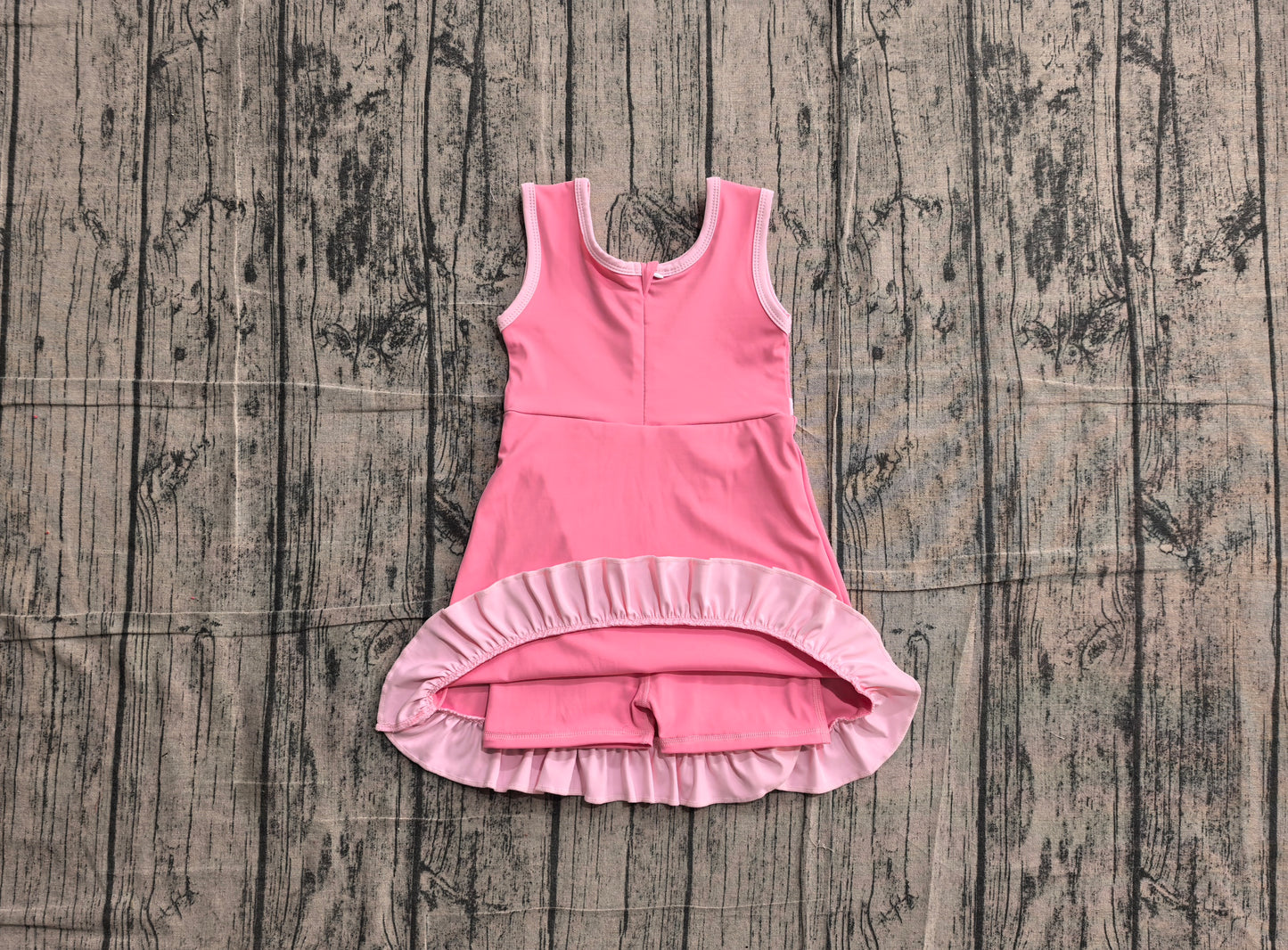 Preorder Baby Girls Kids Sleeveless Shorts Scallop Dress Yoga Active Pink Clothes