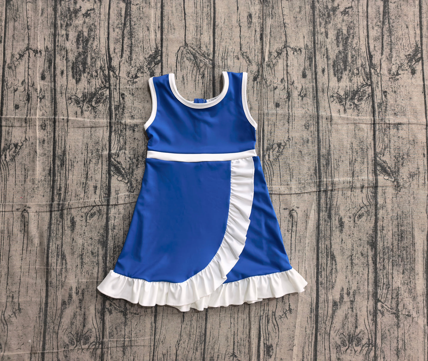 Preorder Baby Girls Kids Sleeveless Shorts Scallop Dress Yoga Active Blue Clothes
