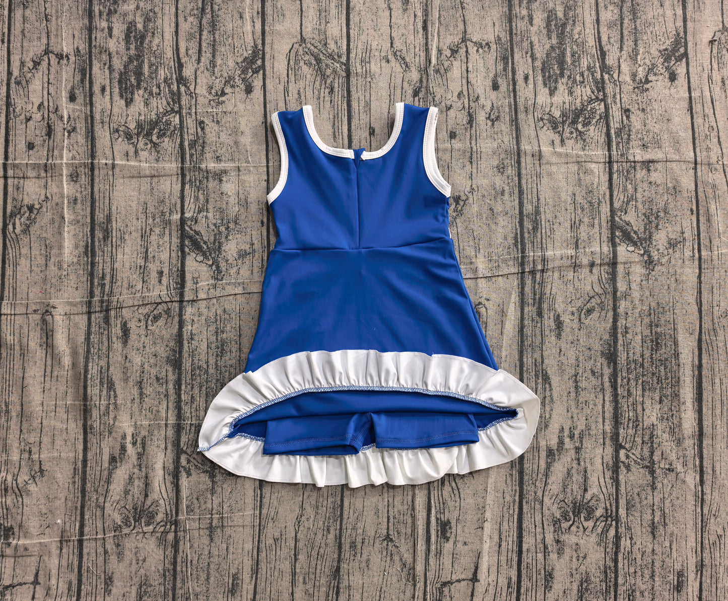 Preorder Baby Girls Kids Sleeveless Shorts Scallop Dress Yoga Active Blue Clothes