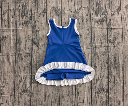 Preorder Baby Girls Kids Sleeveless Shorts Scallop Dress Yoga Active Blue Clothes