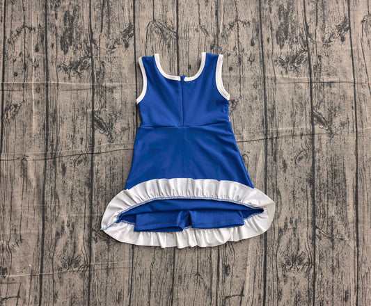 Preorder Baby Girls Kids Sleeveless Shorts Scallop Dress Yoga Active Blue Clothes