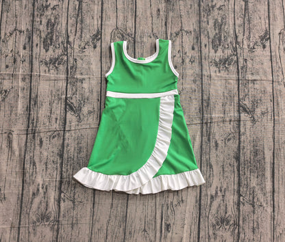 Preorder Baby Girls Kids Sleeveless Shorts Scallop Green Dress Yoga Active Clothes