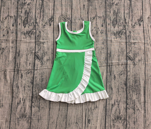 Preorder Baby Girls Kids Sleeveless Shorts Scallop Green Dress Yoga Active Clothes