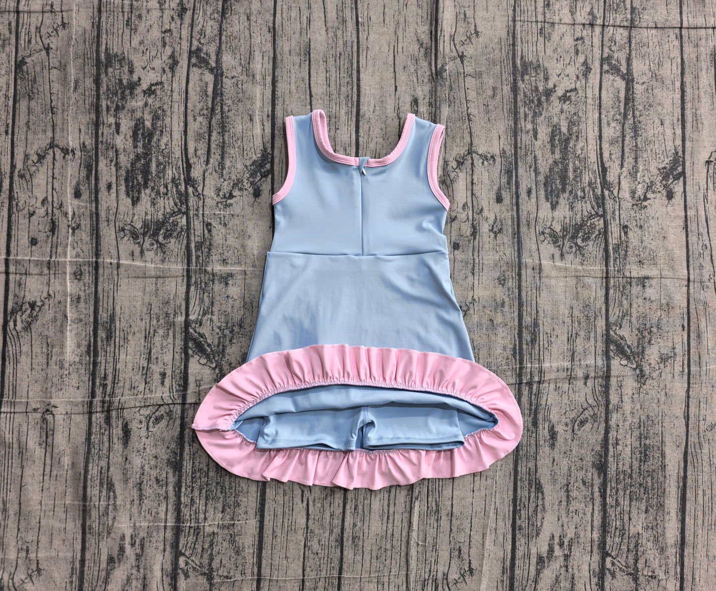 Preorder Baby Girls Kids Sleeveless Shorts Pink Scallop Blue Dress Yoga Active Clothes