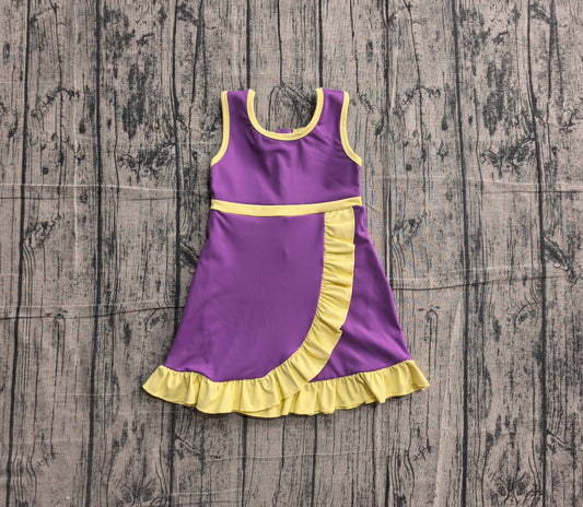 Preorder Baby Girls Kids Sleeveless Shorts Yellow Scallop Purple Dress Yoga Active Clothes
