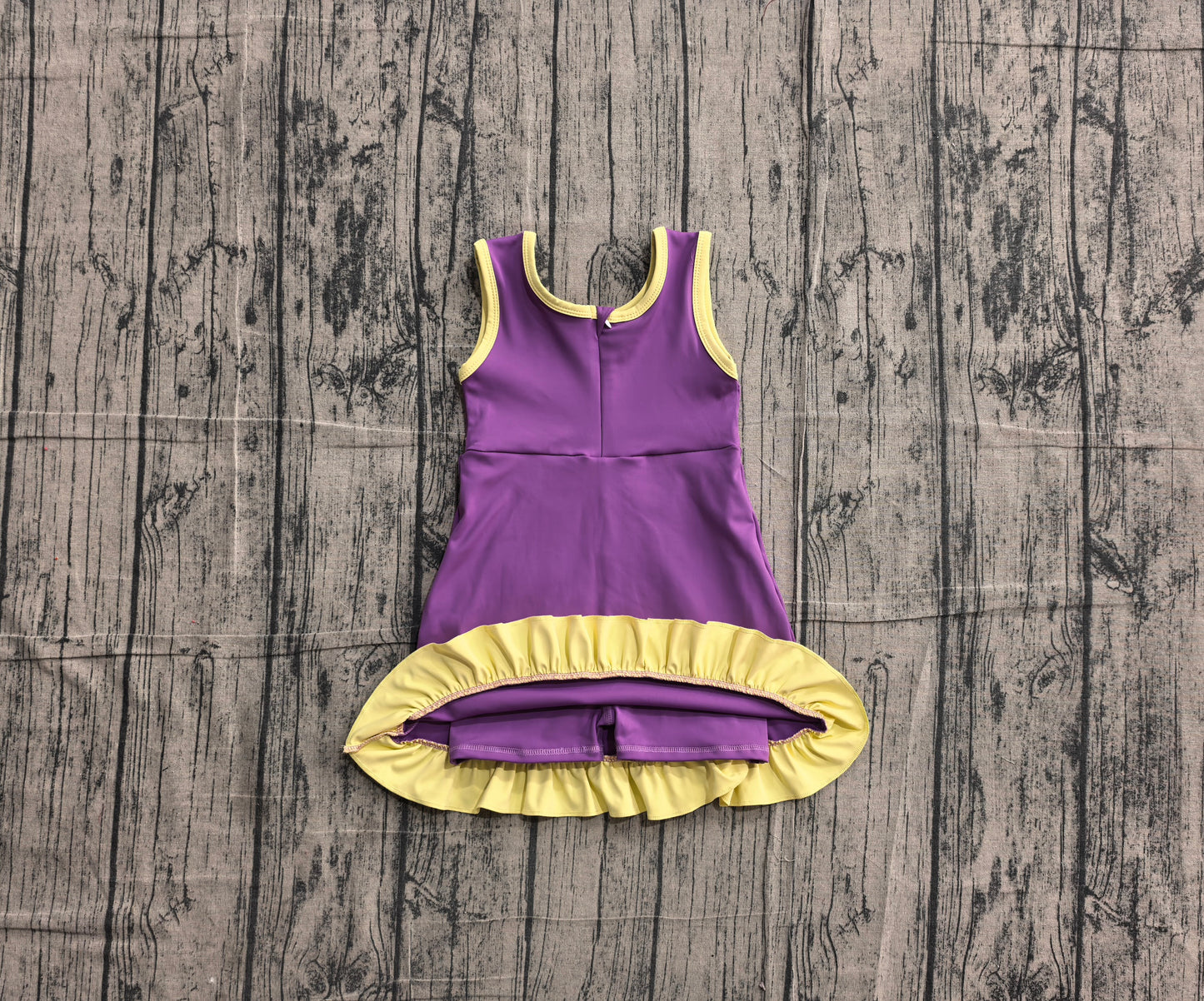 Preorder Baby Girls Kids Sleeveless Shorts Yellow Scallop Purple Dress Yoga Active Clothes