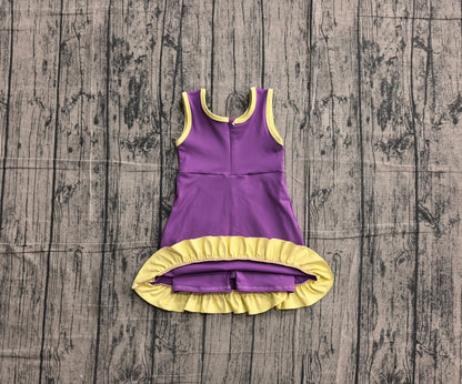 Preorder Baby Girls Kids Sleeveless Shorts Yellow Scallop Purple Dress Yoga Active Clothes