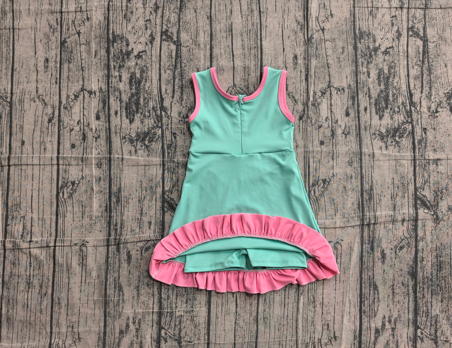 Preorder Baby Girls Kids Sleeveless Shorts Pink Scallop Green Dress Yoga Active Clothes