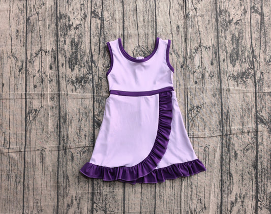 Preorder Baby Girls Kids Sleeveless Shorts Scallop Dress Yoga Active Purple Clothes