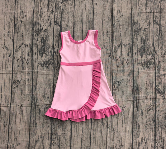 Preorder Baby Girls Kids Sleeveless Shorts Scallop Dress Yoga Active Pink Clothes