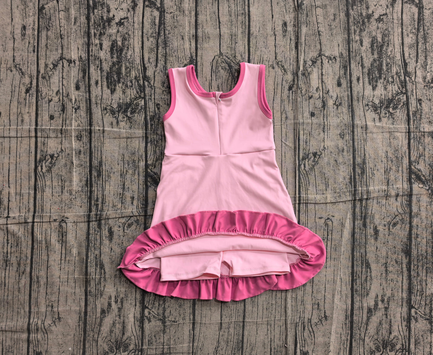 Preorder Baby Girls Kids Sleeveless Shorts Scallop Dress Yoga Active Pink Clothes