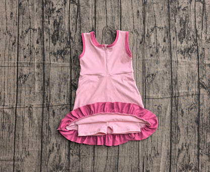Preorder Baby Girls Kids Sleeveless Shorts Scallop Dress Yoga Active Pink Clothes