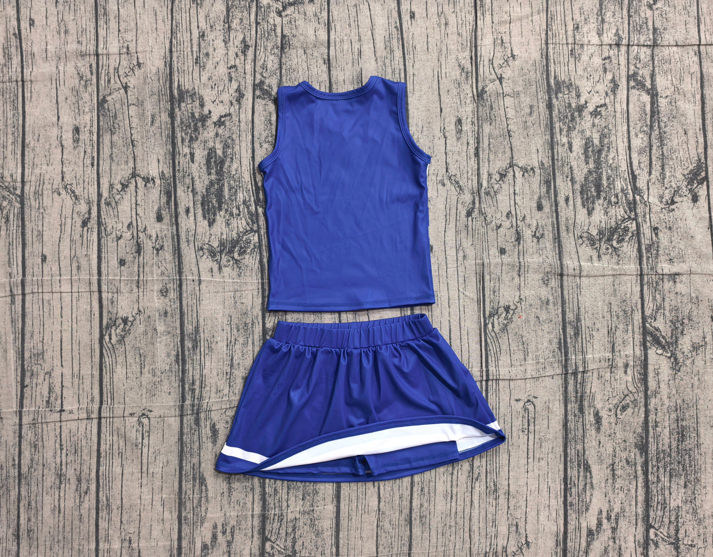 Preorder Baby Girls Kids Sleeveless Tops Skirt Shorts Set Yoga Team Blue Clothes