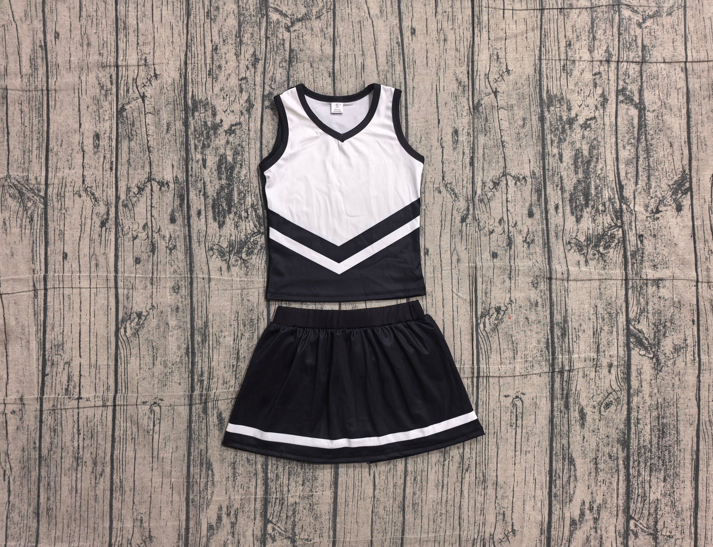 Preorder Baby Girls Kids Sleeveless Tops Skirt Shorts Black Set Yoga Team Clothes