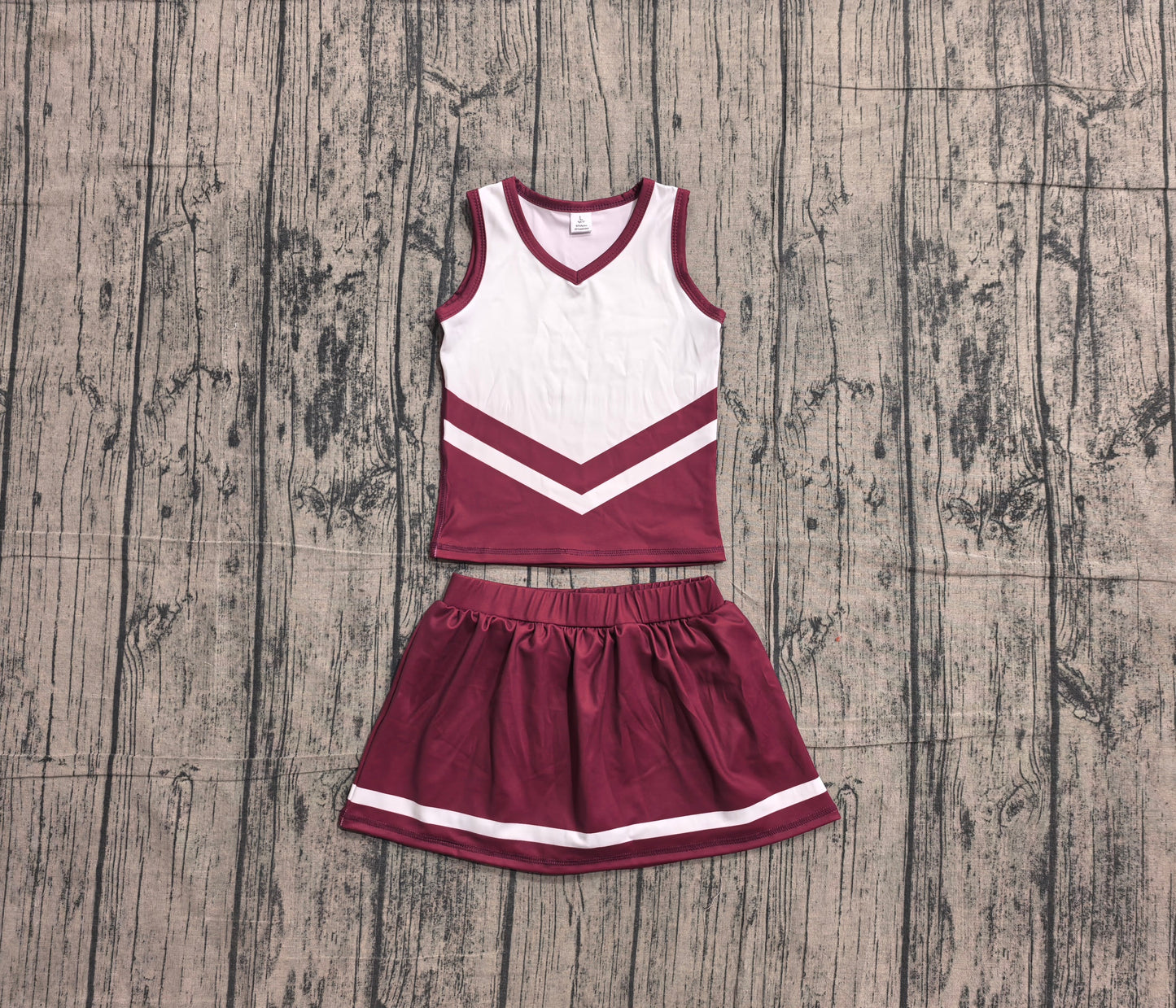 Preorder Baby Girls Kids Sleeveless Tops Dark Red Skirt Shorts Set Yoga Team Clothes