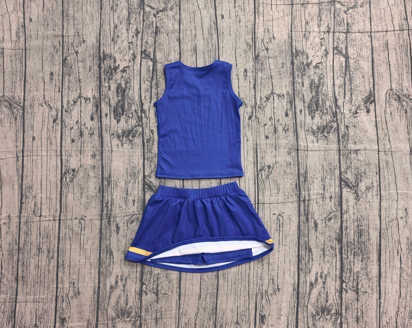 Preorder Baby Girls Kids Sleeveless Tops Blue Skirt Shorts Set Yoga Active Team Clothes