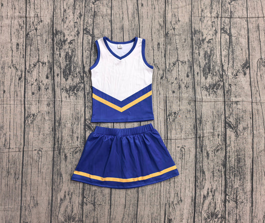 Preorder Baby Girls Kids Sleeveless Tops Blue Skirt Shorts Set Yoga Active Team Clothes