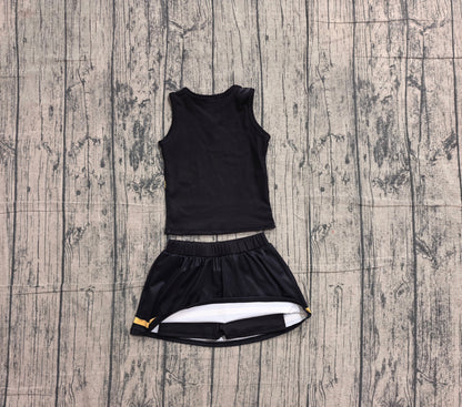 Preorder Baby Girls Kids Sleeveless Vest Black Skirt Shorts Set Yoga Active Team Clothes