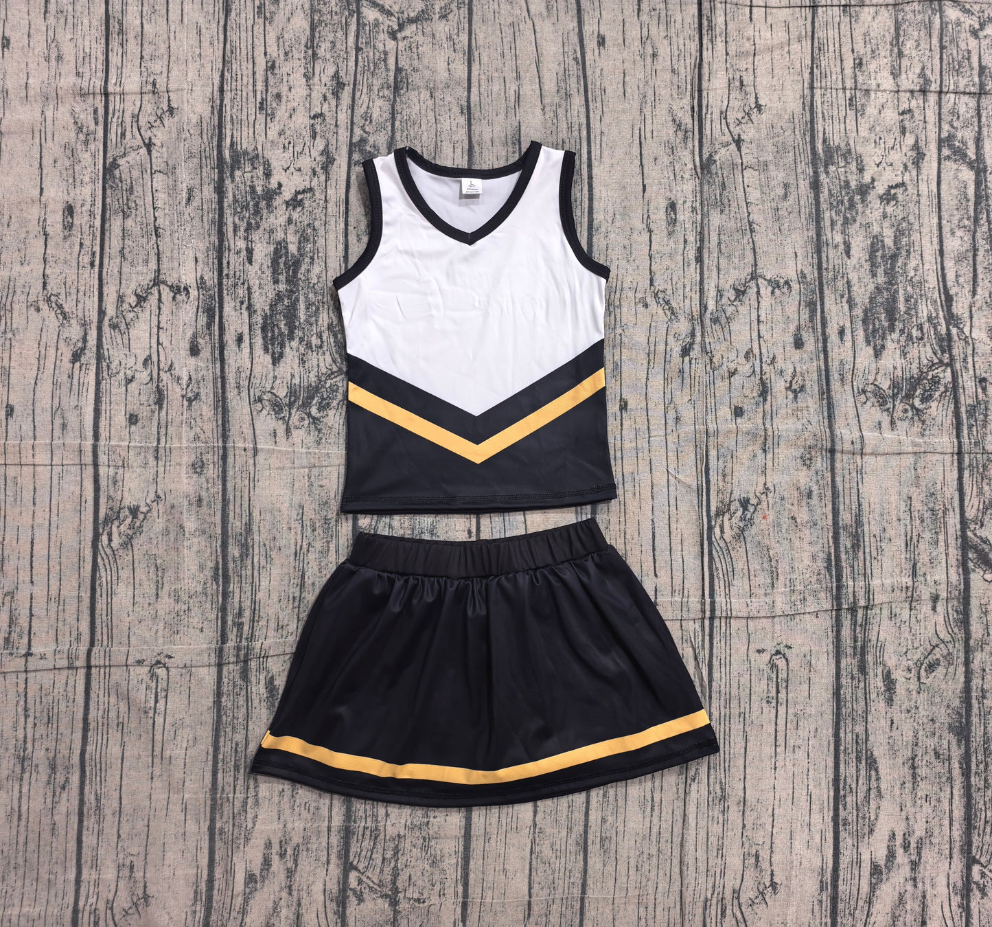 Preorder Baby Girls Kids Sleeveless Vest Black Skirt Shorts Set Yoga Active Team Clothes