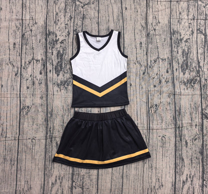 Preorder Baby Girls Kids Sleeveless Vest Black Skirt Shorts Set Yoga Active Team Clothes