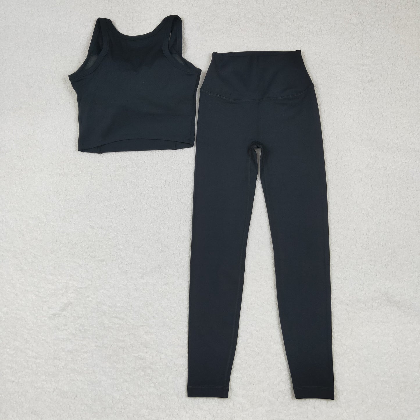 USA Shop Adult Women Sleeveless Tops Pants Yoga Active Black Set