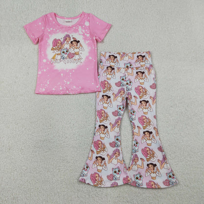 RTS Sibling Baby Girls Kids Short Sleeves Cats Hearts Singer Dress Sets