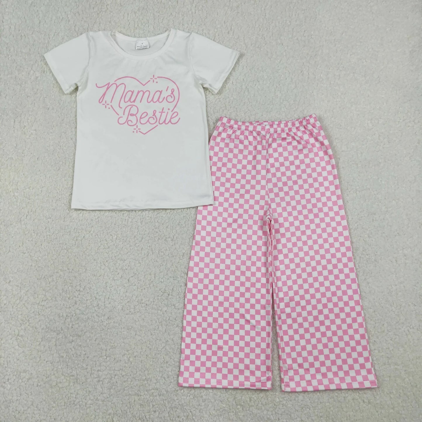 RTS Sibling Baby Girls Kids Short Sleeves Mama's Daddy's Hearts Shirt Plaid Camo Pants Clothes Sets