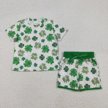 Sibling Baby Girls Kids Green Clovers Shirts Shorts Pants St Patrick Sets Clothes
