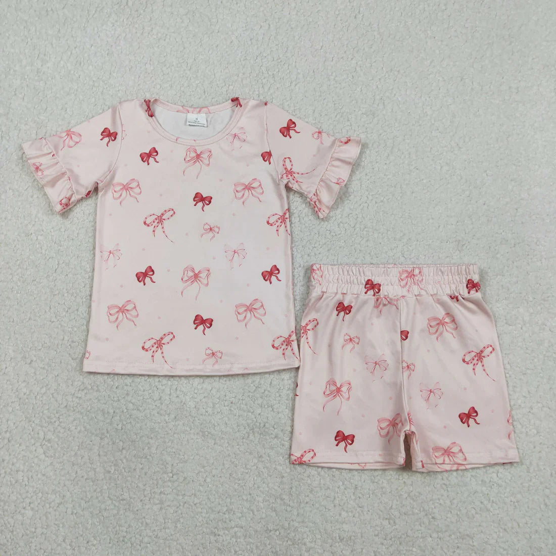 Sibling Baby Girls Kids Short Sleeves Flower Bows Goose Shirts Shorts Sets Pajamas Clothes