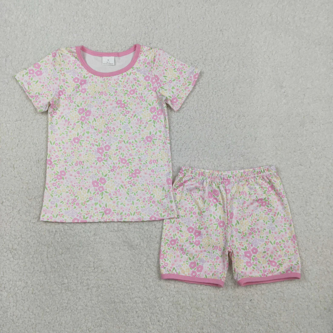 Sibling Baby Girls Kids Short Sleeves Flower Bows Goose Shirts Shorts Sets Pajamas Clothes