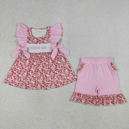 Sibling Baby Girls Kids Short Sleeves Embroidery Mama's Daddy's Flower Rompers Sets Clothes