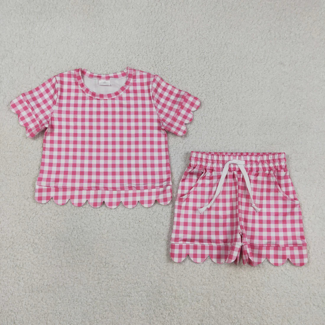 RTS Sibling Baby Girls Kids Short Sleeves Shirts Scallop Shorts Sets Summer Clothes