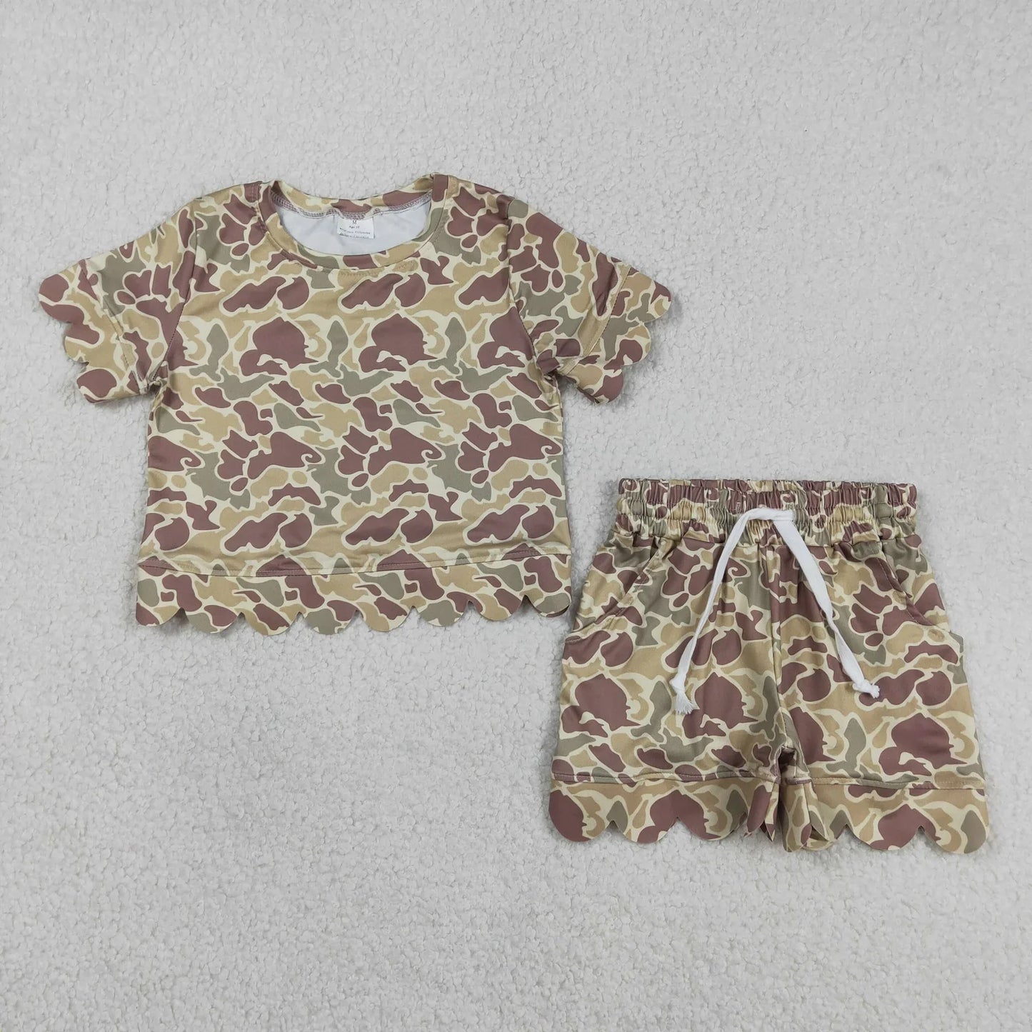 RTS Sibling Baby Girls Kids Short Sleeves Shirts Scallop Shorts Sets Summer Clothes