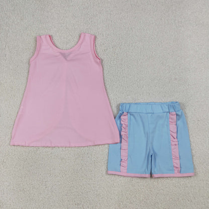 RTS Sibling Baby Girls Kids Back Bows Tops Ruffle Shorts Summer Sets Cotton Clothes