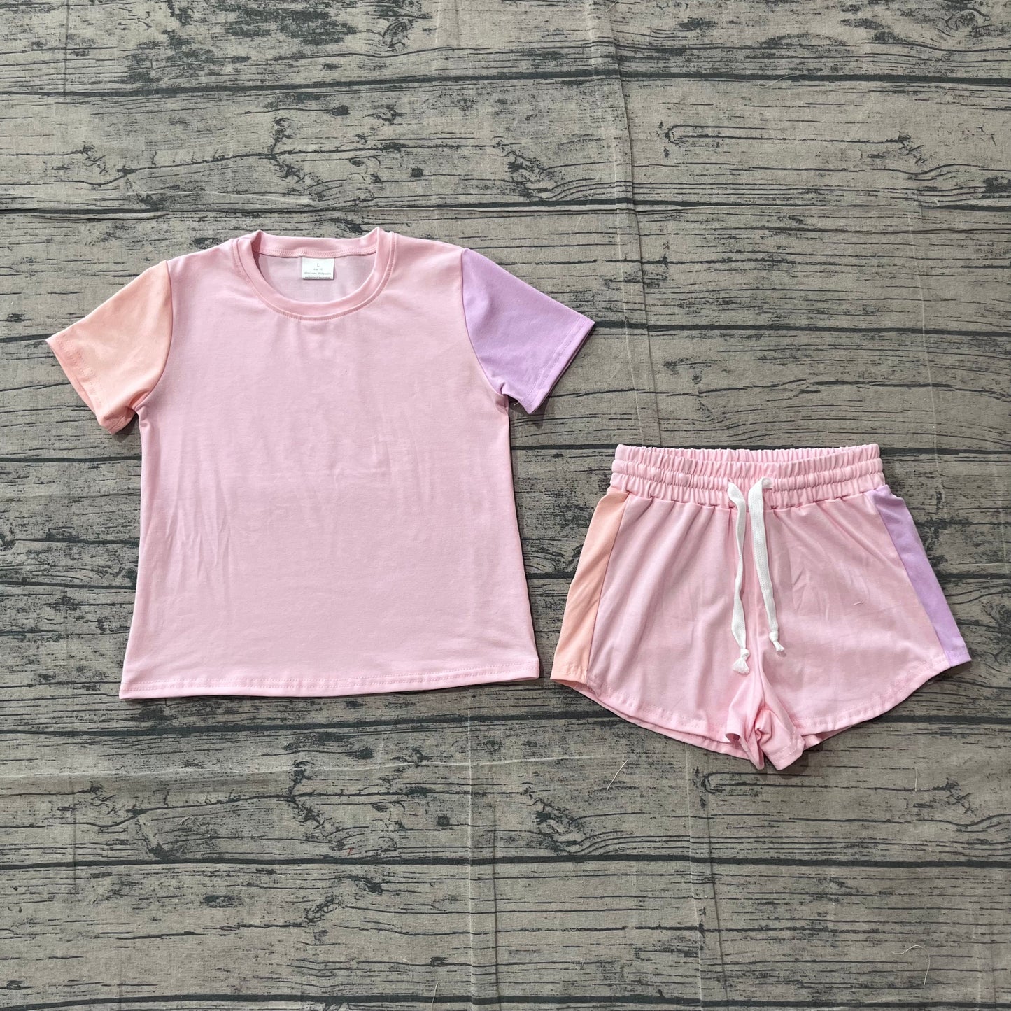 Preorder Baby Girl Kids Short Sleeves Pink Shirt Shorts Cotton Set Summer Clothes