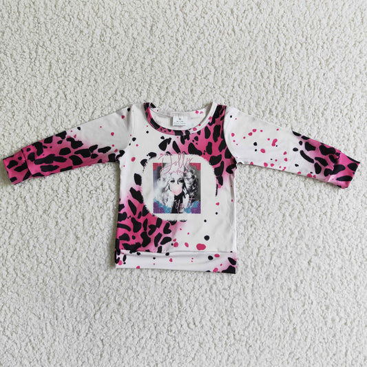 Promotion Baby Girl Long Sleeves Singer Leopard Shirt