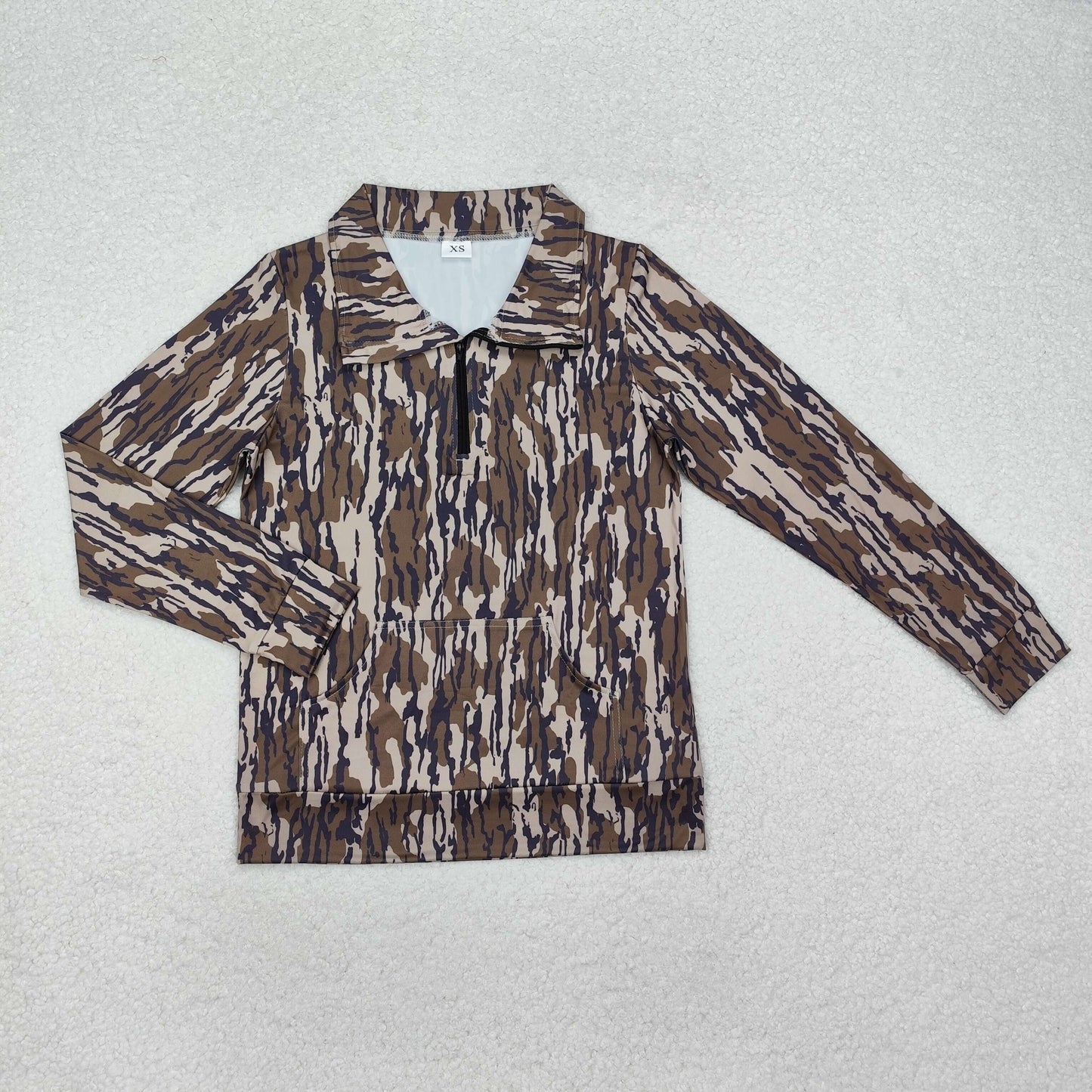 USA Shop Adult Women Long Sleeves Olive Camo Zipper Pullover Shirt Clothes
