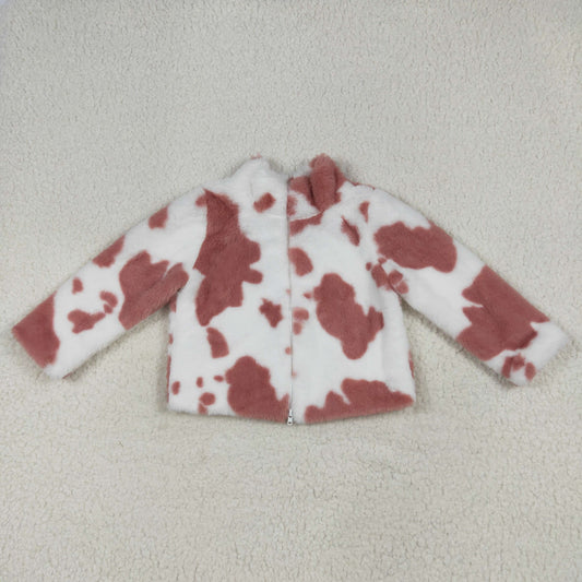 USA Shop Baby Girls Long Sleeves Western Cow Print Zipper Cardigan Jacket Clothes