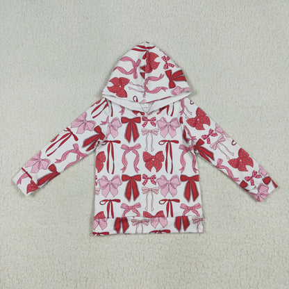 Sibling Baby Girls Kids Hearts Bows Zipper Romper Hoodie Shirt Set Valentine's Clothes