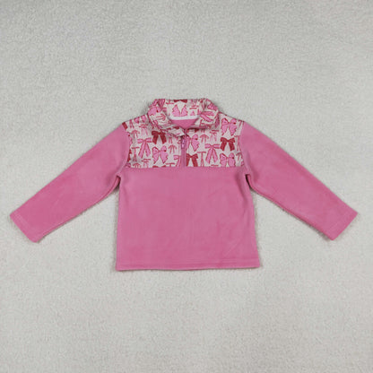 RTS Sibling Baby Boys Girls Long Sleeves Camo Hearts Bows Santa Print Zipper Fleece Pullovers Shirts Tops