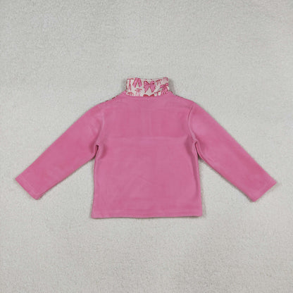 RTS Sibling Baby Boys Girls Long Sleeves Camo Hearts Bows Santa Print Zipper Fleece Pullovers Shirts Tops
