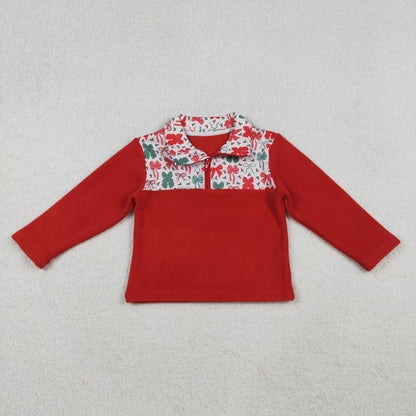 RTS Sibling Baby Boys Girls Long Sleeves Camo Hearts Bows Santa Print Zipper Fleece Pullovers Shirts Tops