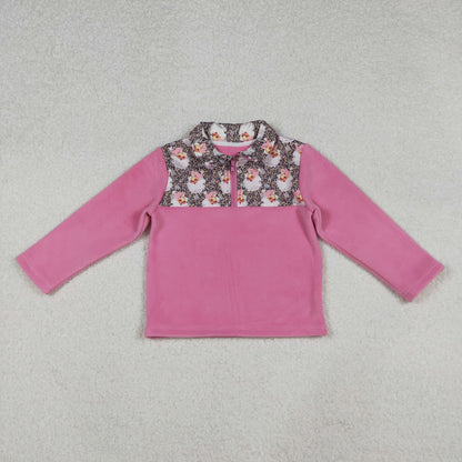 RTS Sibling Baby Boys Girls Long Sleeves Camo Hearts Bows Santa Print Zipper Fleece Pullovers Shirts Tops