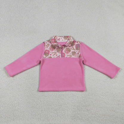RTS Sibling Baby Boys Girls Long Sleeves Camo Hearts Bows Santa Print Zipper Fleece Pullovers Shirts Tops