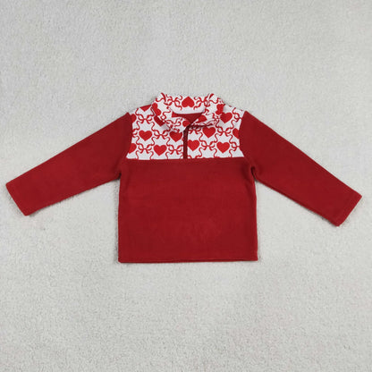 RTS Sibling Baby Boys Girls Long Sleeves Camo Hearts Bows Santa Print Zipper Fleece Pullovers Shirts Tops