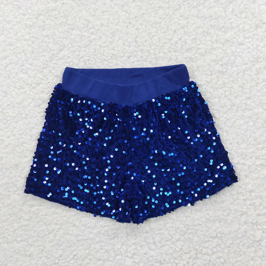 SS0038 Baby Girls Kids Blue Sequins Shorts Bottoms Clothes