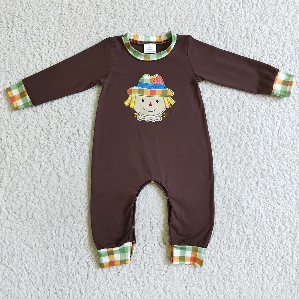 USA Shop Baby Boys Infant Long Sleeves Embroidery Scarecrow Fall Romper